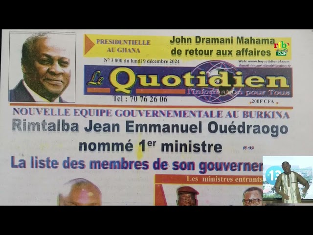 ⁣Revue de presse: la nomination du nouveau PM au Burkina à la Une des quotidiens du 9 décembre 2024