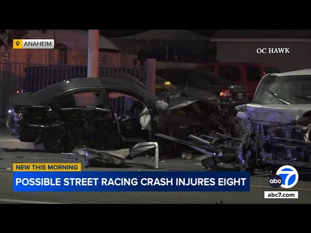 ⁣2 children among 8 injured in possible street racing crash in Anaheim