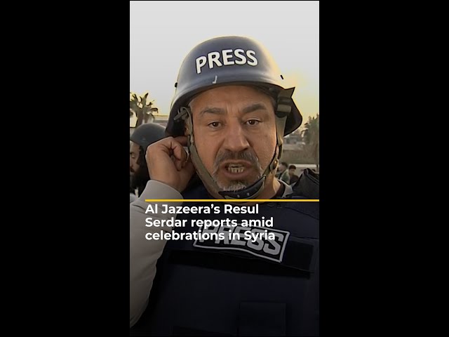 ⁣Al Jazeera reporter nearly drowned out by celebrations in Damascus | AJ#shorts