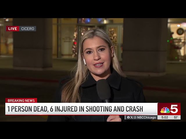 ⁣1 dead, 6 hurt in shooting and crash near border of Chicago and Cicero