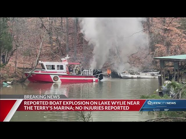 ⁣Crews battle reported boat explosion on Lake Wylie in Steele Creek