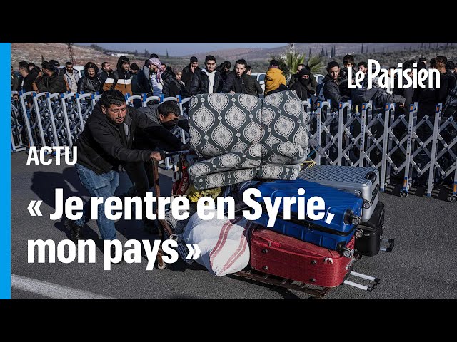 ⁣La joie de Syriens réfugiés en Turquie massés au poste frontière pour rentrer chez eux