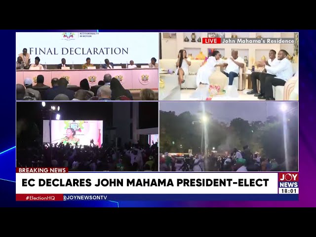 ⁣EC declares the presidential results: John Dramani Mahama is the President-Elect for 2024 Elections