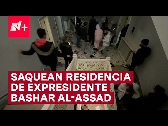 ⁣Así quedó residencia del ex presidente Bashar Al-Asad luego de saqueo por sirios - N+