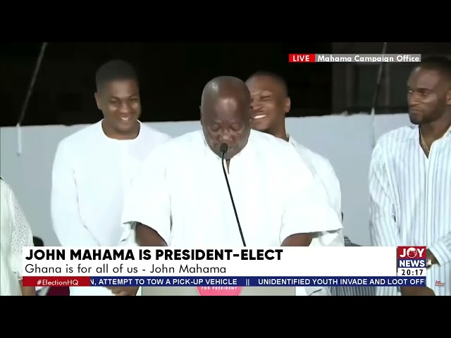 ⁣I humbly accept the mandate you have entrusted to me to lead this great nation - John Mahama.