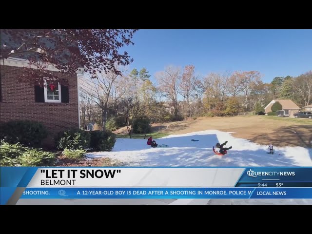 ⁣Belmont man makes snow to give kids a winter wonderland