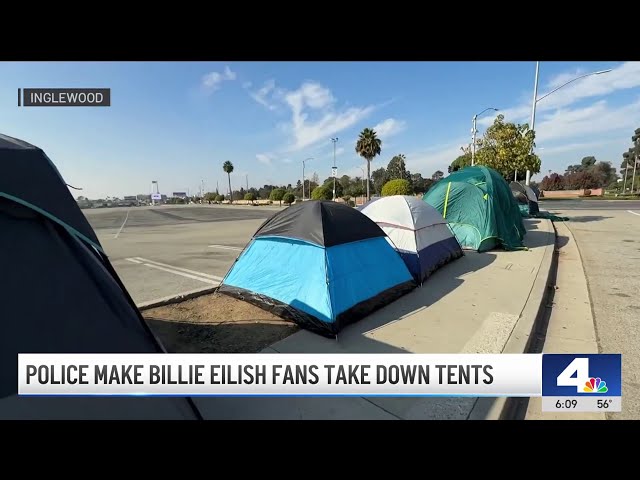 ⁣Police order Billie Eilish fans to take down tents outside Kia Forum