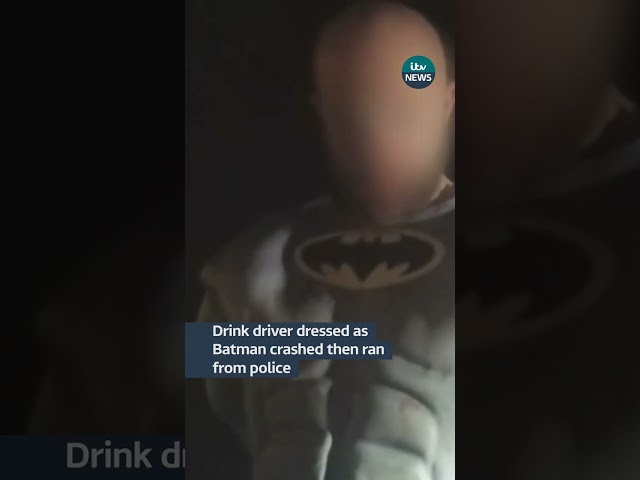 ⁣Drink driver who crashed and fled while dressed as Batman banned from driving #itvnews