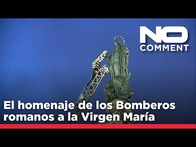 ⁣NO COMMENT: Los Bomberos de Roma rinden homenaje a la Virgen María con una corona de flores