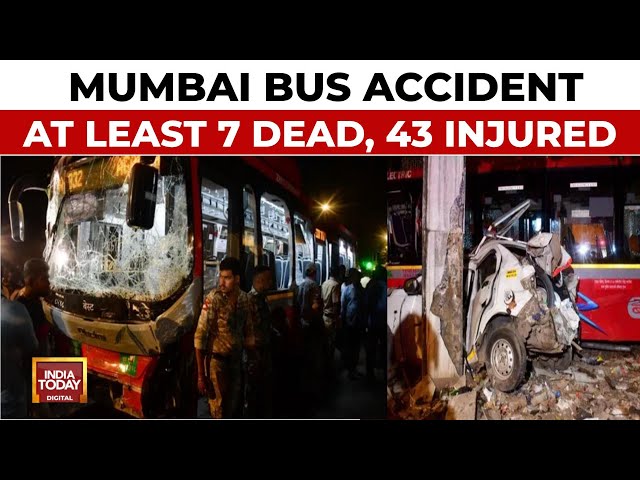 ⁣Mumbai Bus Accident: 7 Dead, 43 Injured | Driver Held, Rs 5 Lakh Compensation Announced | LIVE