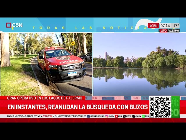 ⁣REANUDAN la BÚSQUEDA de un HOMBRE en los LAGOS de PALERMO: SE TIRÓ al AGUA y NO SALIÓ