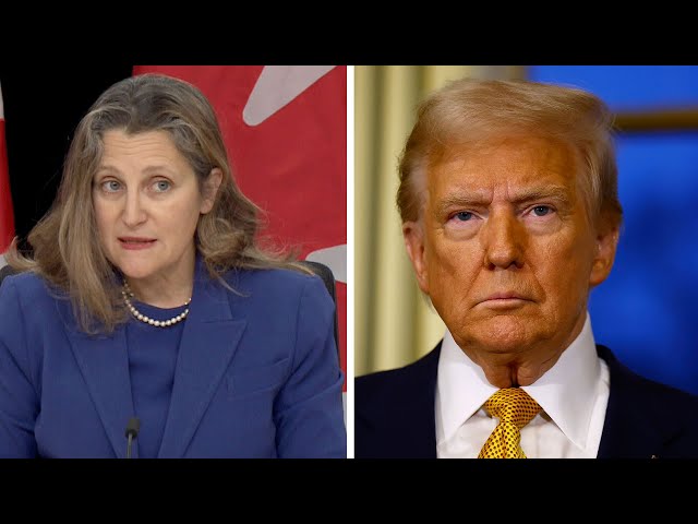 ⁣Freeland dodges questions about Donald Trump's ongoing jokes about Canada