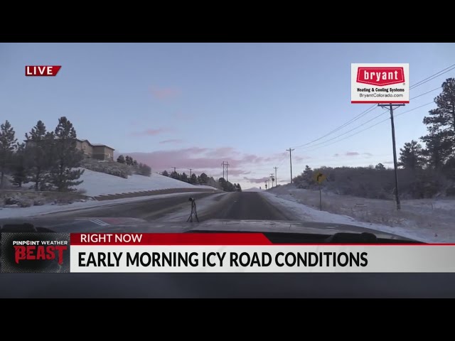 ⁣Icy roads persist south of Denver