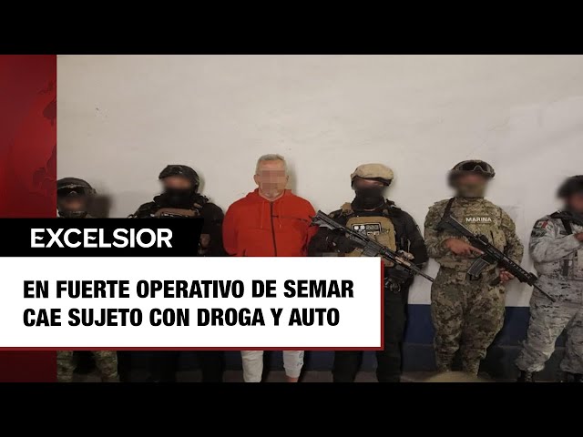 ⁣En fuerte operativo de Semar cae sujeto con placas, droga y auto robado en Iztapalapa, CDMX