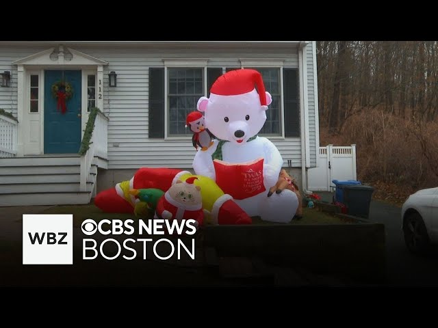 ⁣In New England, inflatable decorations mean keeping an eye on the weather