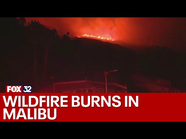 ⁣Across America: Wildfire burns in Malibu