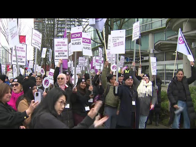 ⁣B.C. nurses rally for safer working conditions