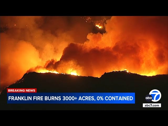 ⁣Franklin Fire in Malibu grows to more than 3K acres, destroys 7 structures