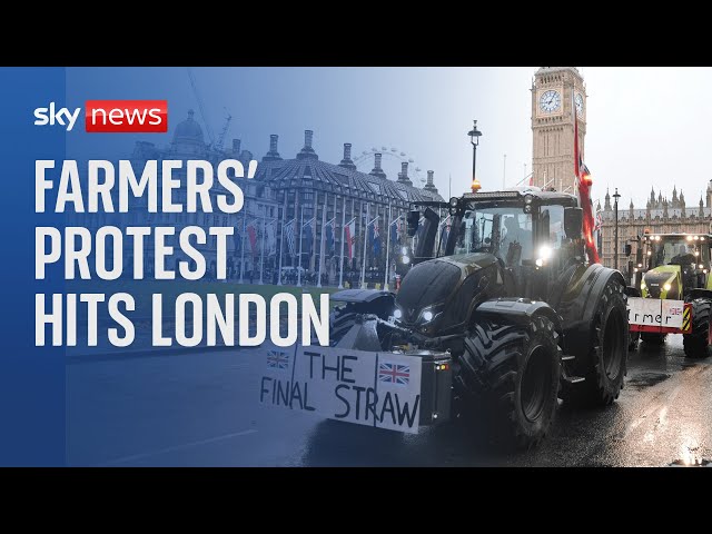 ⁣Watch Live: Farmers' protest in London, blocking Westminster with tractors.