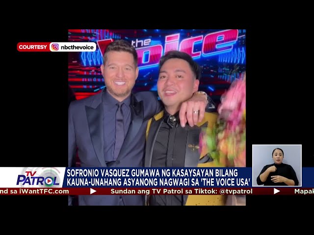 ⁣Sofronio Vasquez gumawa ng kasaysayan bilang kauna-unahang Asyanong nagwagi sa 'The Voice'