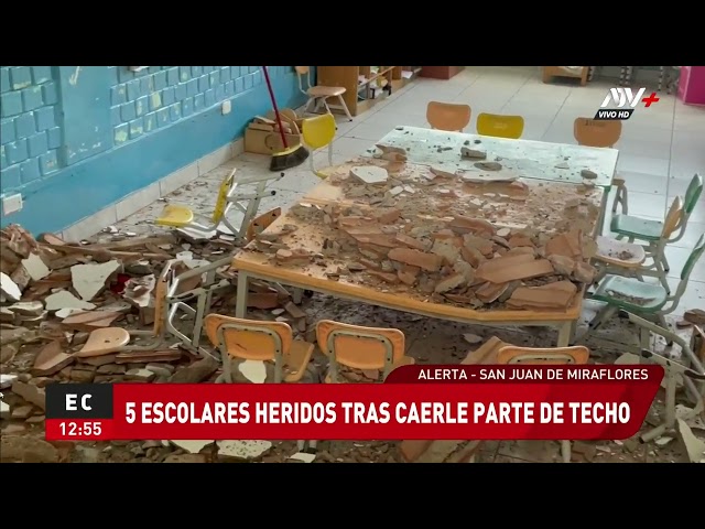 ⁣Cinco escolares heridos luego de que se cayera el techo de su colegio