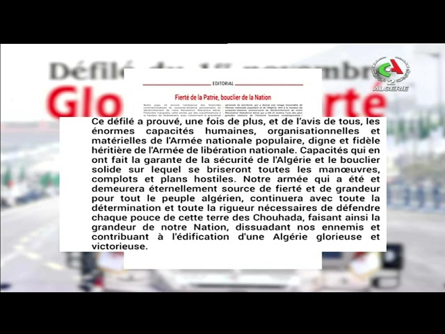 ⁣l'éditorial d'El Djeich revient sur le grandiose défilé  du 70ème  anniversaire