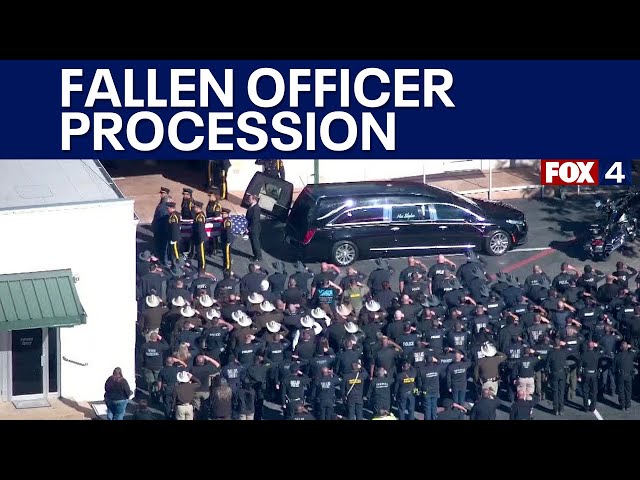 ⁣Procession for fallen Terrell Officer Jacob Candanoza