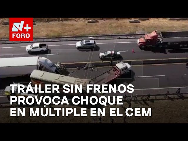 ⁣Choque múltiple en el Circuito Exterior Mexiquense deja 5 lesionados - Noticias MX