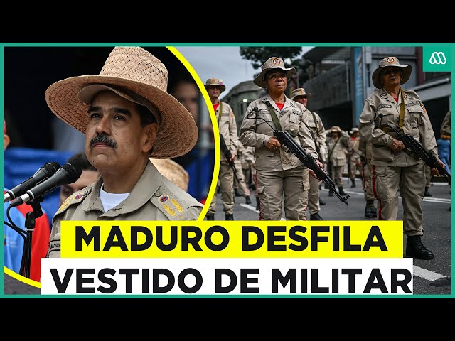 ⁣Maduro marcha con traje militar en Venezuela a solo días del cambio de mano