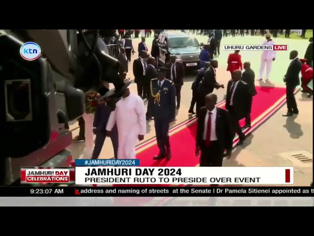 ⁣Gambia’s President Adama Barrow arrives at Uhuru Gardens for the Jamhuri Day 2024 celebrations