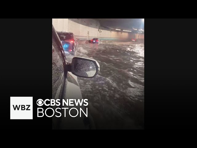 ⁣Tunnel floods during storm in Boston