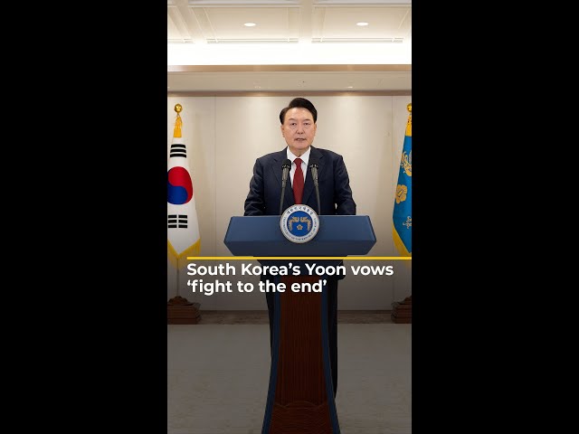 ⁣South Korea’s Yoon vows to ‘fight to the end’ over martial law fallout | AJ #shorts