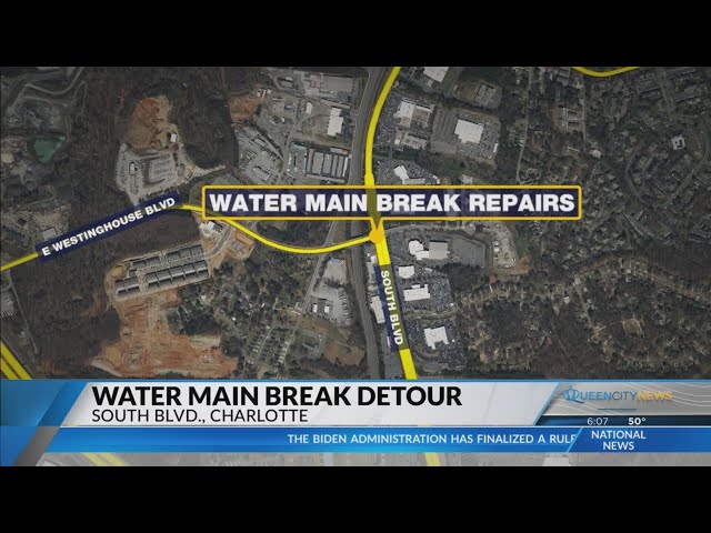 ⁣South Blvd detour set up for water main break