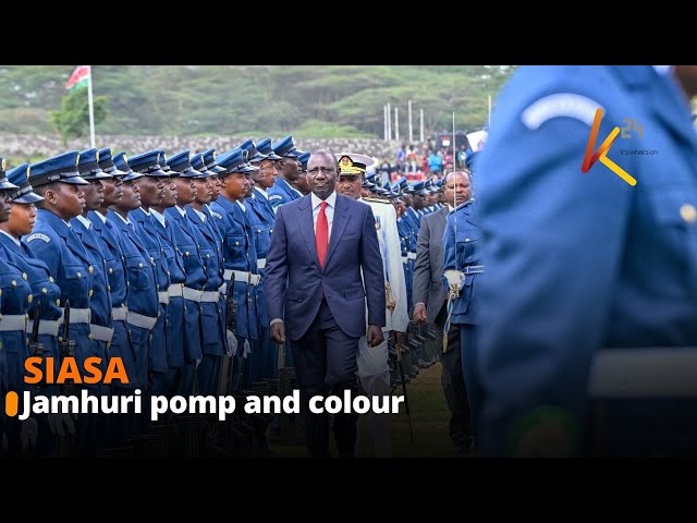 ⁣President Ruto presides over trooping of colors by the Wajir Air Base