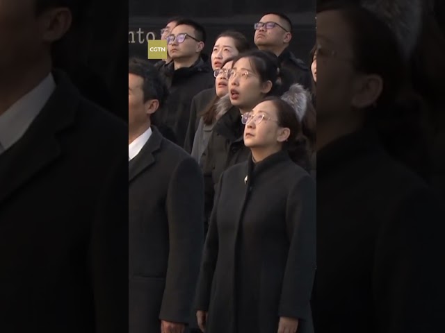 ⁣China's national flag flies at half-mast to mourn Nanjing Massacre victims