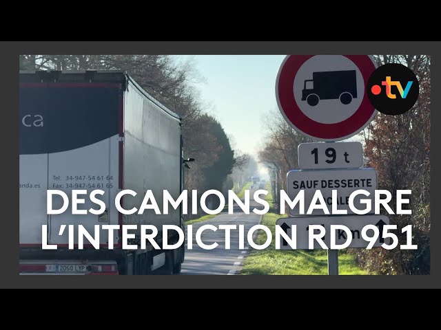 ⁣Des camions malgre l'interdiction sur la RD 951