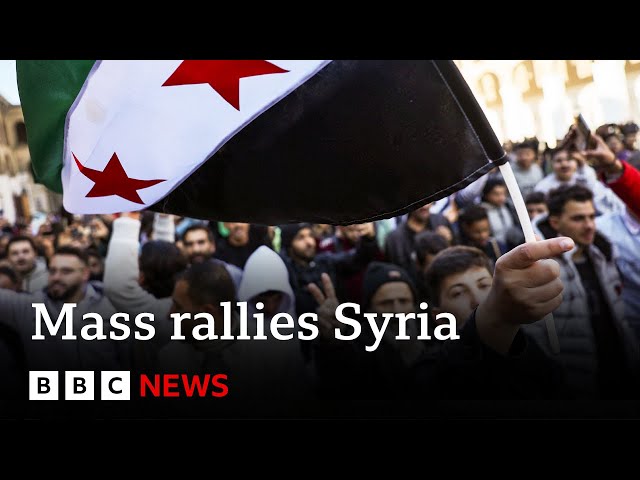 ⁣Mass rallies take place in Syria to celebrate end of Assad regime | BBC News