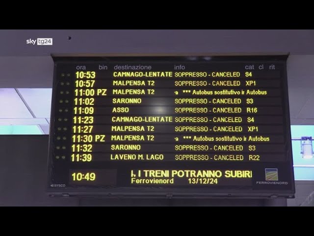 ⁣Sciopero generale, soppressi i treni a Milano Cadorna