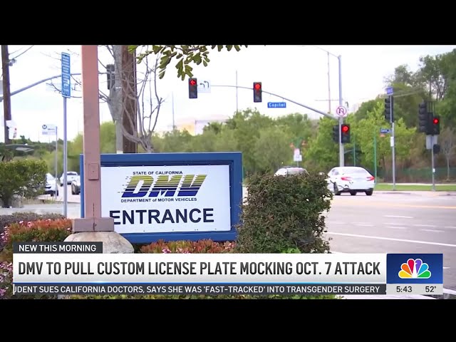 ⁣DMV to pull custom license plate mocking Oct. 7 attack