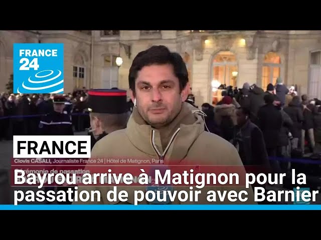 ⁣France : Bayrou arrive à Matignon pour la passation de pouvoir avec Barnier • FRANCE 24