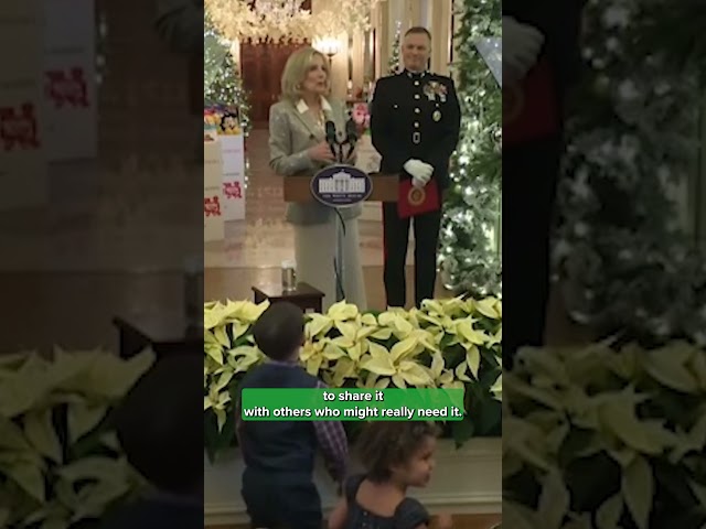 ⁣First Lady Jill Biden tells children who attended Toys for Tots event that they are loved