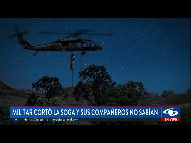 ⁣Accidente de helicóptero en Antioquia: militar cortó la soga y sus compañeros no sabían