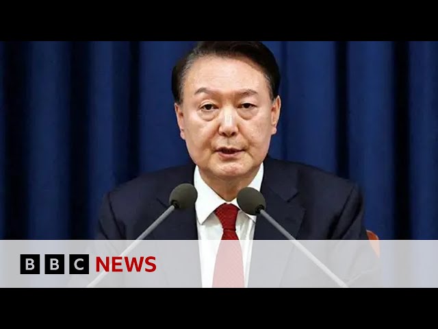 ⁣South Korea MPs vote to impeach president after mass protests over martial law | BBC News