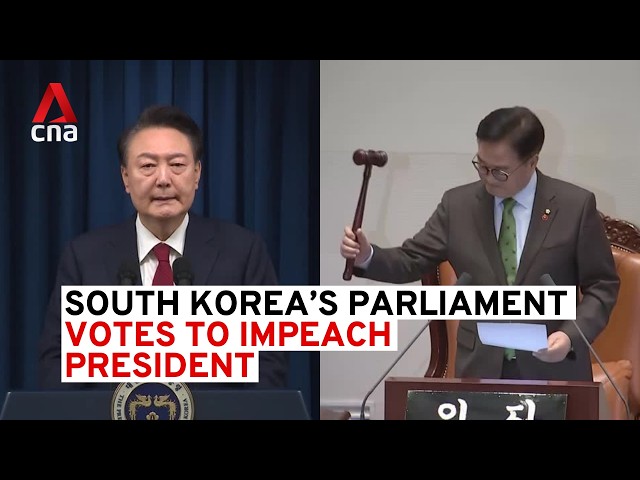 ⁣South Korea’s parliament votes to impeach president over martial law declaration