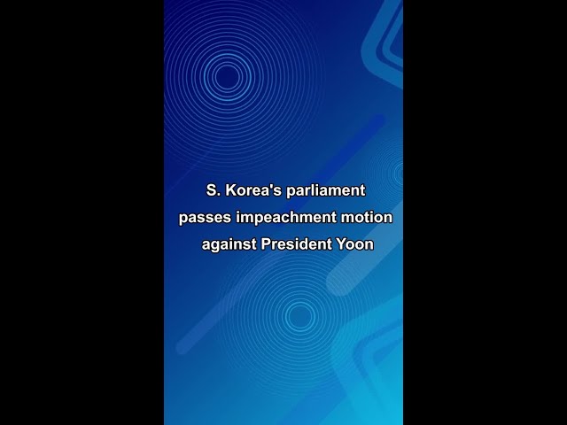 ⁣S. Korea's parliament passes impeachment motion against President Yoon