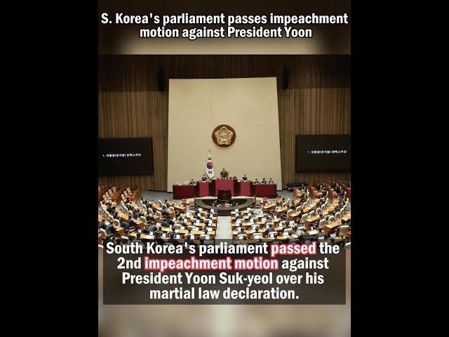 ⁣S. Korea's parliament passes impeachment motion against President Yoon