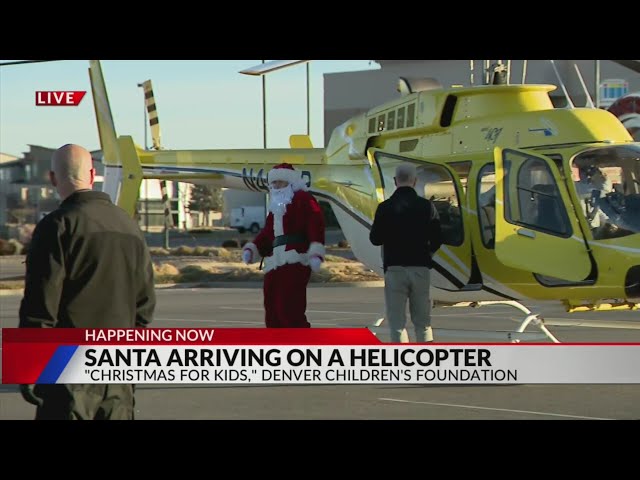 ⁣Santa's helicopter lands in Colorado