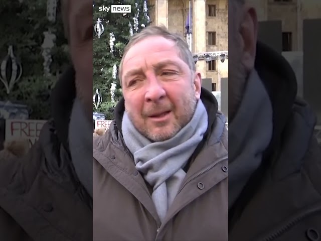 ⁣Protesters mock new Georgian president