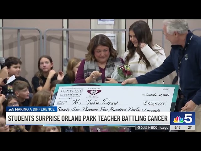 ⁣Orland Park teacher battling cancer gets surprise of a lifetime