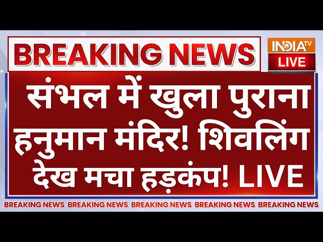 ⁣Hanuman Mandir Found in Sambhal LIVE: संभल में खुला पुराना हनुमान मंदिर! शिवलिंग देख मचा हड़कंप!